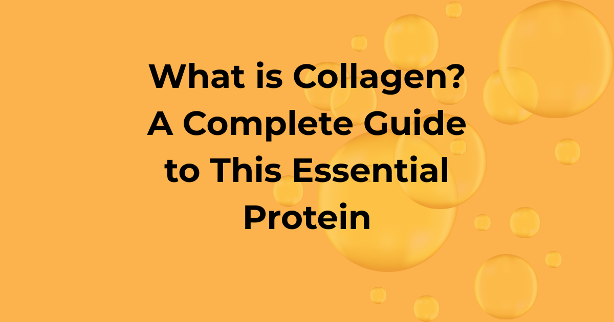 Collagen protein structure and benefits illustration.